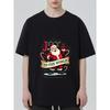 Christmas T Shirt Black Santa Claus Joy To The World Print Holiday Party Wear