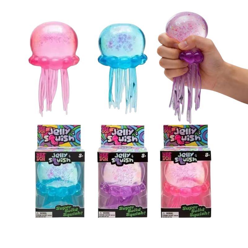 Assorted Color Needoh Jellyfish Fuzz Ball Squishy  Cute Jellyfish Design Stress Relief Relax Play Fun Toy Gift