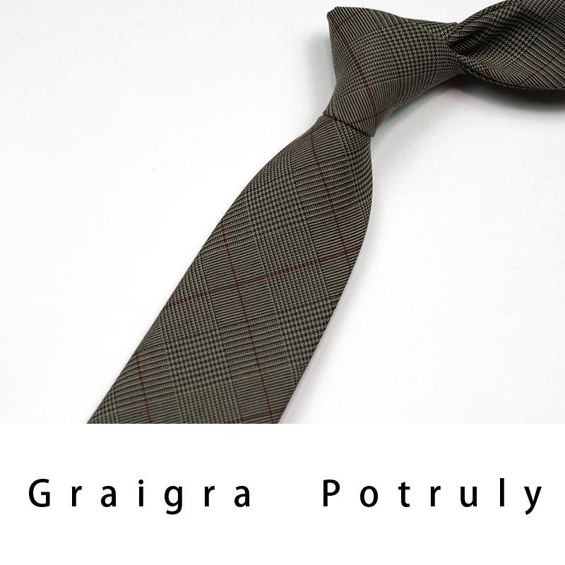 Qiandongge Suit And Tie Men'S Striped 8Cm Casual Tie Coffee Gray Dark Green Retro Work Plaid