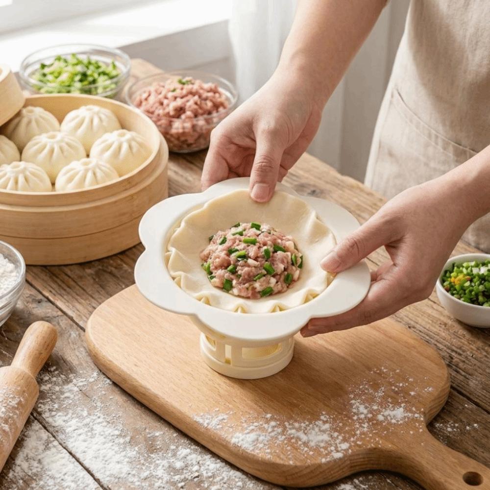 Non-stick Baozi Maker Mold Plastic DIY Pastry Press Flower Dumpling Mold Breakfast Bun Making