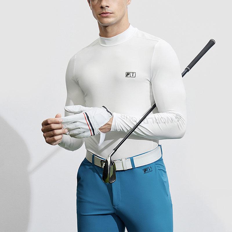 Fila Футболка с длинным рукавом Elite Knit с принтом букв серии Golf Мужские топы Нефритово-белый A11M415212F-WT