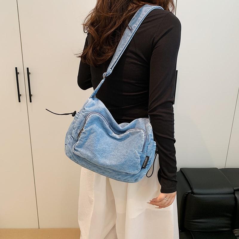 Женская повседневная сумка-сатчел через плечо, женская маленькая джинсовая винтажная сумка-мессенджер, регулируемый ремешок, повседневная сумка-тоут, многофункциональная шикарная сумка-хобо