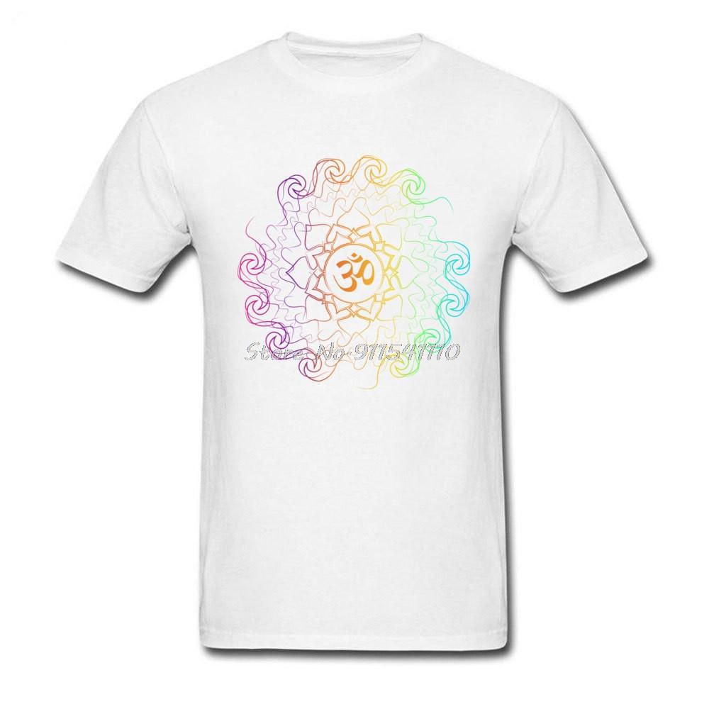 Специальные мужские футболки на заказ Цветная футболка с мандалой энергии Ом Геометрическая одежда для муай-тай Взрослый большой размер Черная футболка Топы