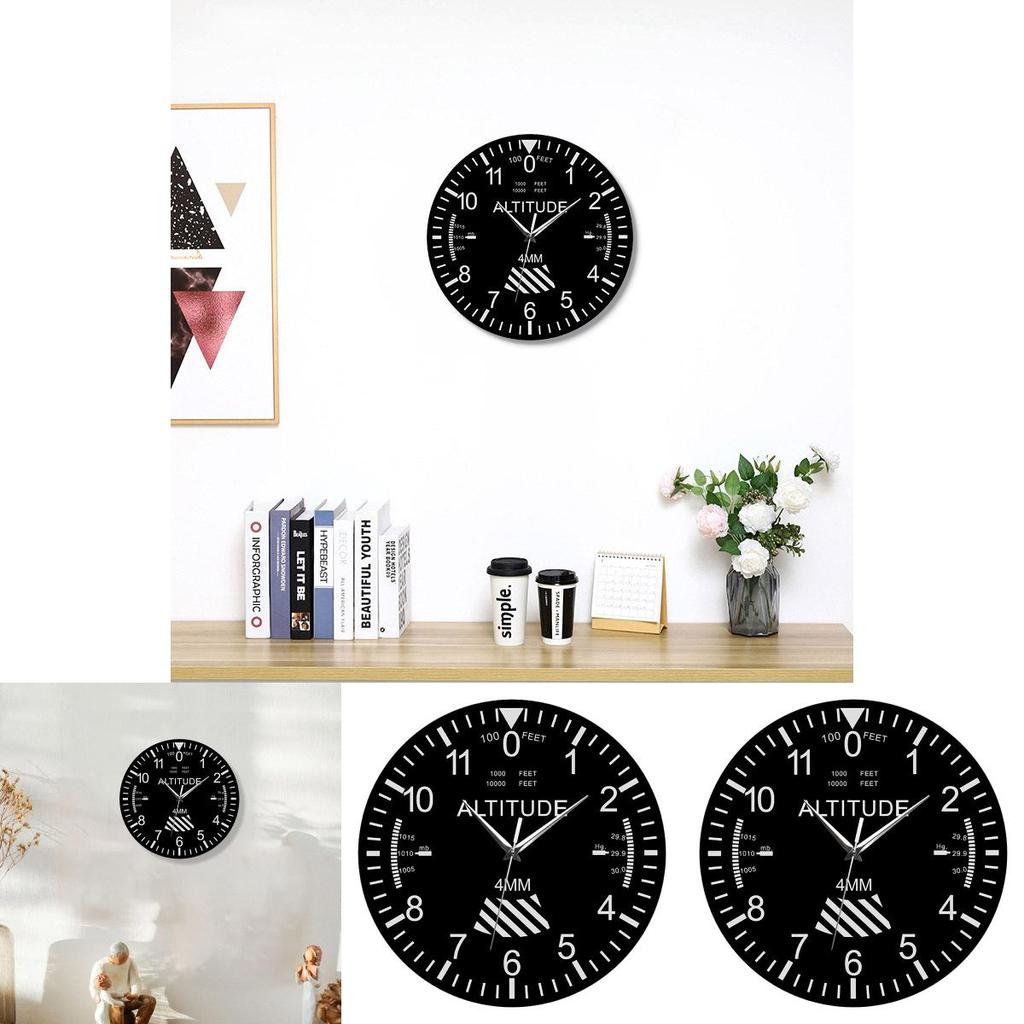 Black Wooden Wall Clock With Analog And Digital Time For Living Room And Office Use