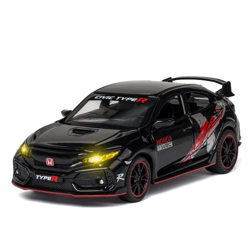 1/32 HONDA CIVIC TYPE-R Литые и Игрушечные Транспортные Средства Металлическая Модель Автомобиля Звук Свет Коллекция Автомобильные Игрушки для Детей Рождественский Подарок