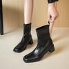 Бесшумная обувь, женские ботильоны на подошве, облегающие ботинки-стрейч на высоком каблуке для通勤, женские ботинки в стиле ретро на мягкой подошве