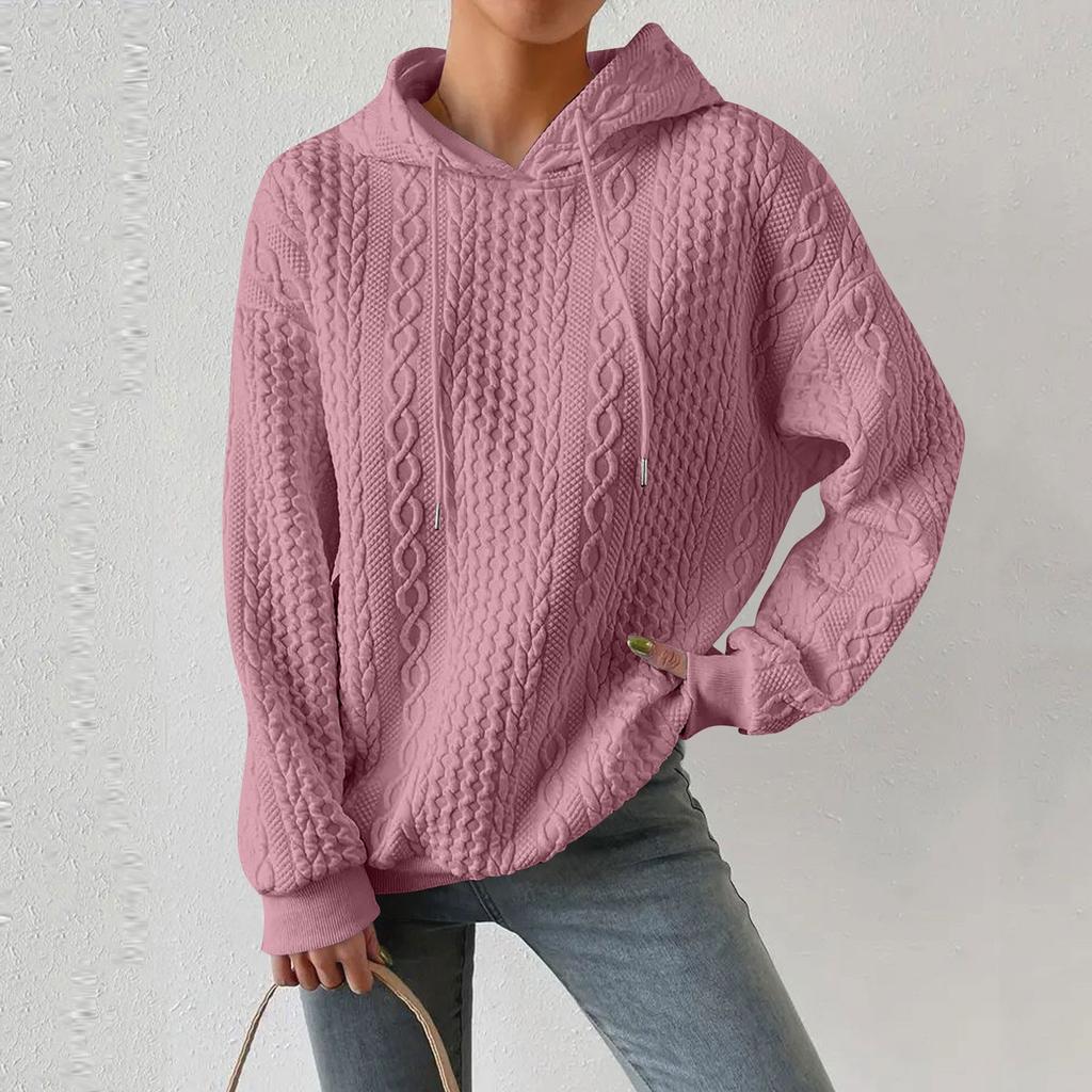 Женские толстовки с длинным рукавом, повседневные однотонные толстовки с капюшоном на шнурке для женщин, пуловер