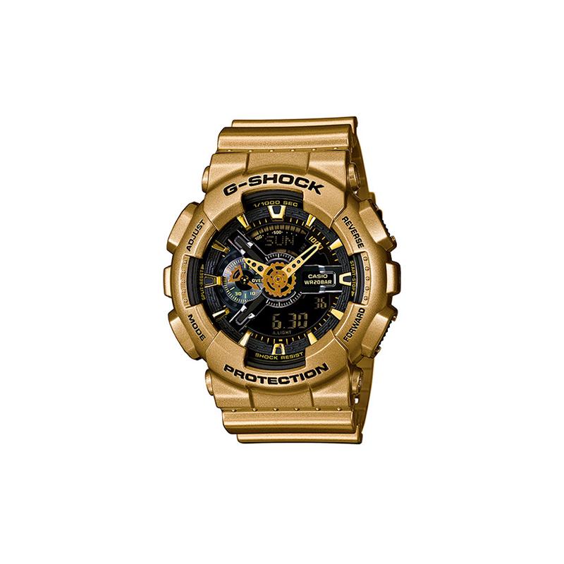 Casio Серия с двойным ЖК-дисплеем и стрелками серия G-SHOCK золотая серия модный тренд классические спортивные противоударные и противомагнитные часы кварцевые GA-110GD-9B