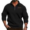 Fall Winter Men Sweatshirt Half Zipper Stand Collar Loose Solid Color Thick Plush