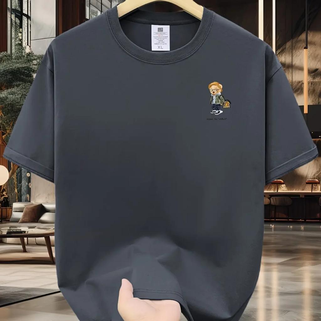 Men's and Women's Pure Cotton Summer Loose Size Cartoon Pattern Printed and Comfortable Round Neck Short Sleeved T-shirt Top