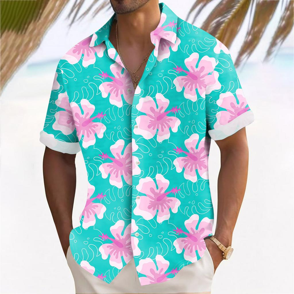 Гавайская рубашка для мужчин, мужские винтажные рубашки для боулинга на пуговицах, летняя пляжная рубашка с коротким рукавом