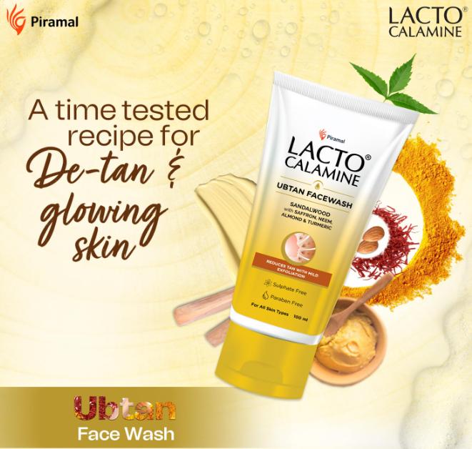 Уход за кожей, склонной к акне. Умывание для лица Lacto Calamine Ubtan для сияющей кожи | Натуральное умывание для лица с сандаловым деревом, шафраном, нимом, миндалем и куркумой 100 мл