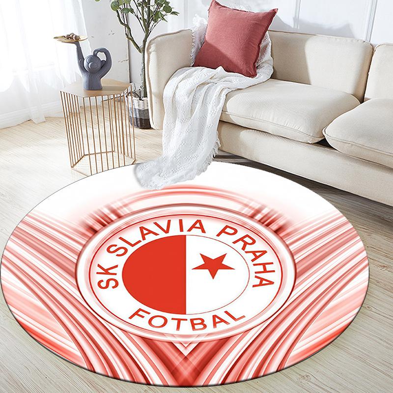SK Slavia Praha Round Area Rug,Carpet Rug for Living Room Bedroom Sofa Playroom Decor,Non-slip Floor Mat