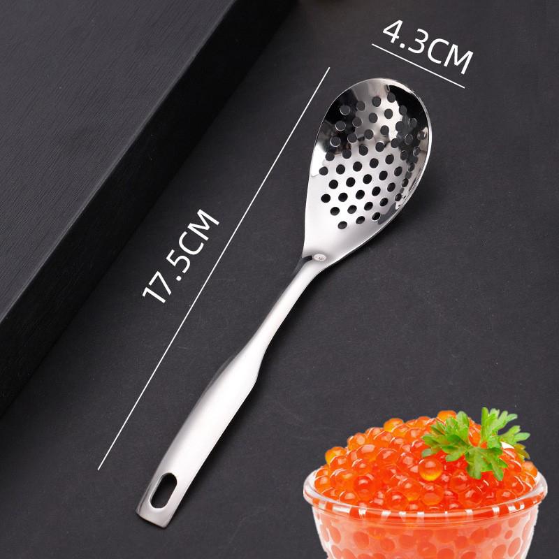 Stainless Steel Kitchen Spoon With Holes Cuisine Caviar Builder Roe Sauce Strainer Spoon Durable Kitchen Cooking Gadgets