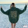 Faith Over Fear Autumn European And American Foreign Trade Simple Plain Color Letter Printed Hooded Men'S And Women'S Top Hoodie