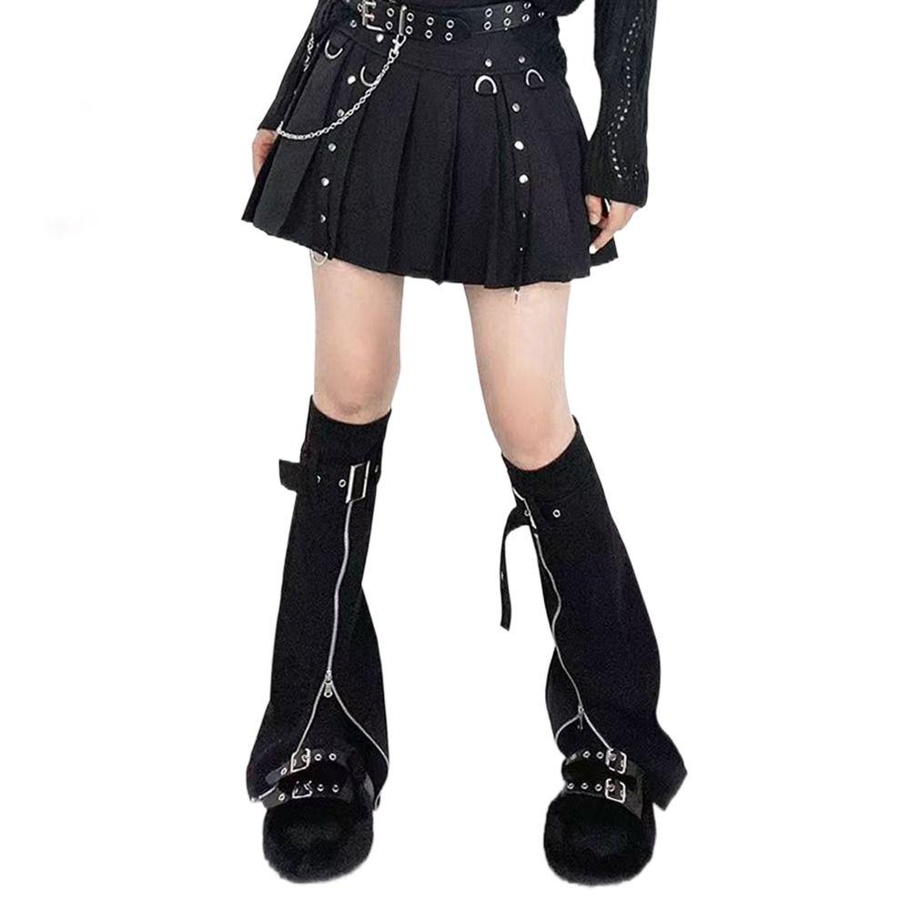 PU Leg Warmers Black High Socks Aesthetic Leg Thigh  Women