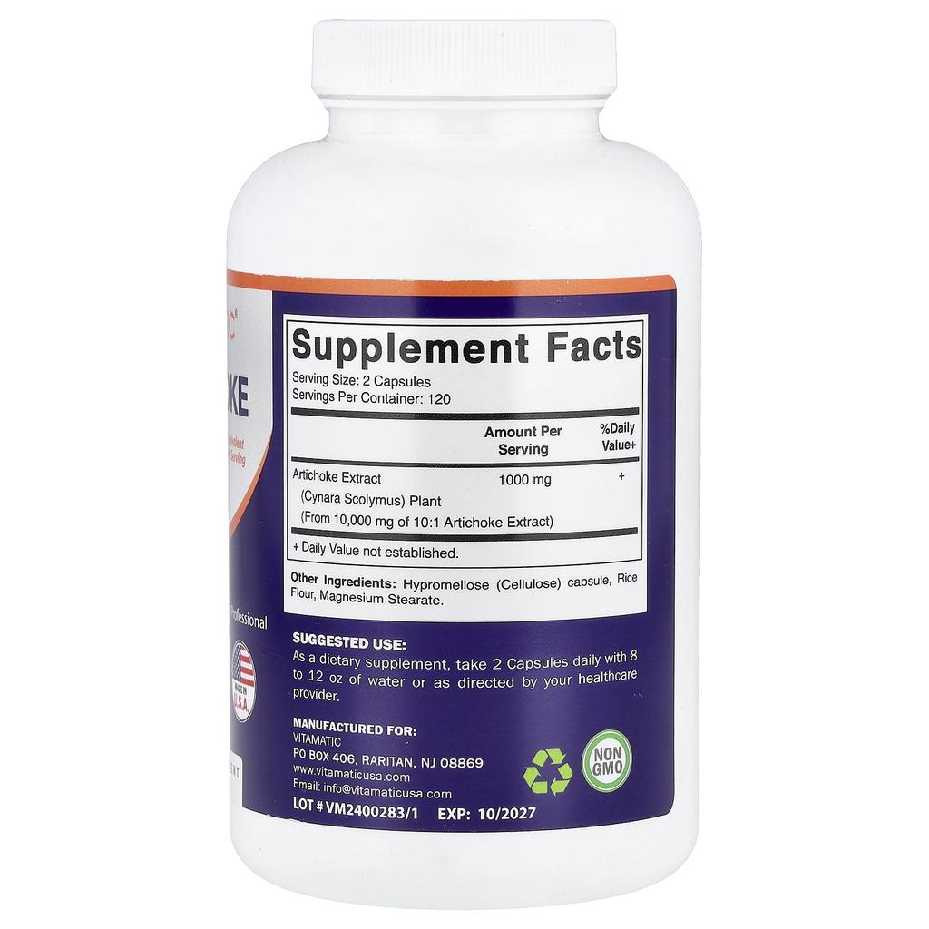 Vitamatic Артишок, Вегетарианские капсулы, 240 капсул (5000 мг на капсулу)