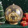 Glowing Cracked Nativity Ball Illuminated Crackle Sphere With Nativity Scene Hidden Lighted