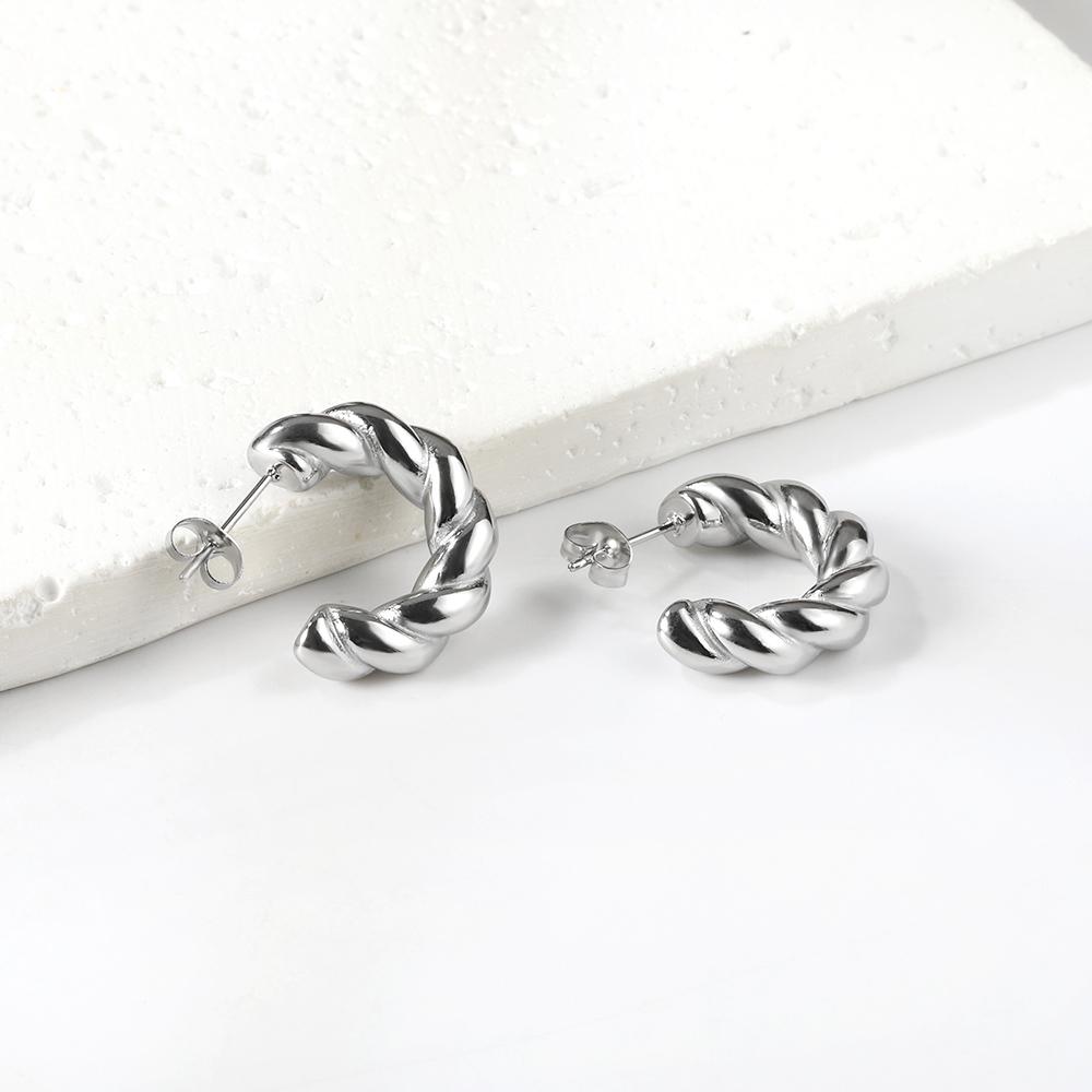Fashion Irregular Twisted Earrings for Women, French Vintage Jewelry High-end Exaggerated Stainless Steel Gold-plated Gift