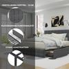(=622122AAG) Upholstered Bed with 4 Drawers, Slatted Frame, Height-Adjustable Headboard & Square Stitching, Metal Slat, Linen (140*200cm, Grey)