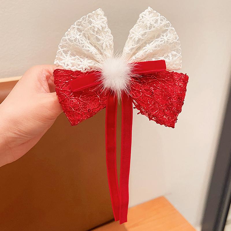 Милая красная лента-бантик для детей, заколка для волос Kawaii, годовая заколка для женщин и девочек, изысканные аксессуары для волос, подарки