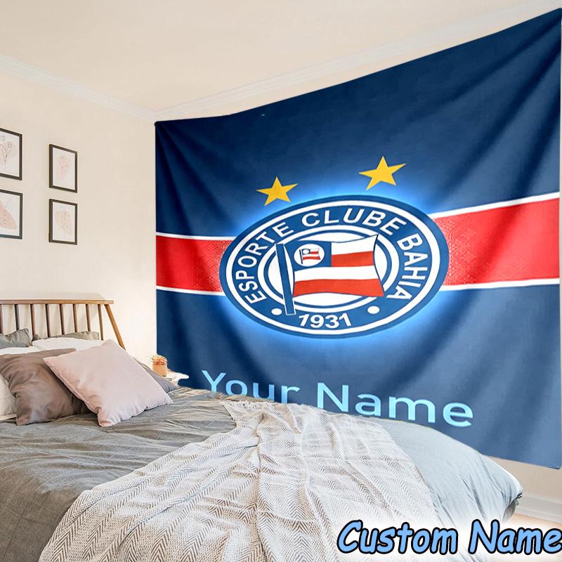 Custom Name Esporte Clube Bahia Printed Tapestry, for Bedroom,Livingroom, dormitory, Large Wall Decor, Fabric Decor Fan Birthday Gifts