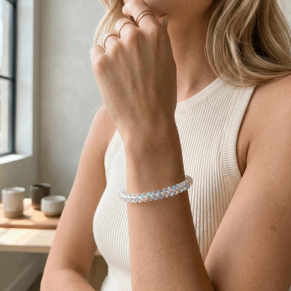 Stretchable Rope Laser Crystal Bracelet Elastic Cord Fashion Jewelry  Daily Wear