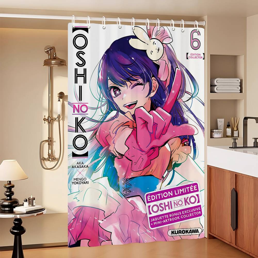 Oshi No Ko Anime Ai Hoshino Simple Bathroom Shower Curtain Shielding Partition Shower Curtain Quick Dry Can Be Scrubable Light