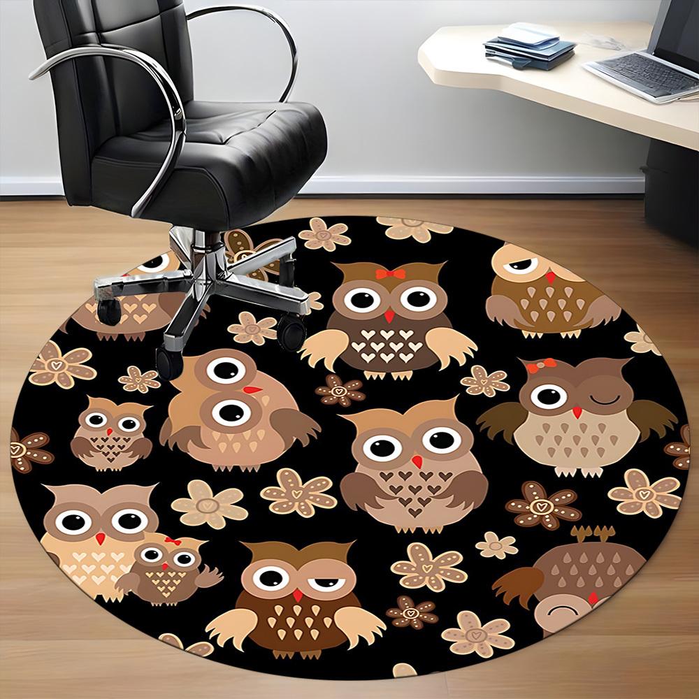 1pc Owl Flowers Office Round Area Rug, Under Office Chairs Bedroom Living Room Home Decor, Room Deco, Available in Various Sizes