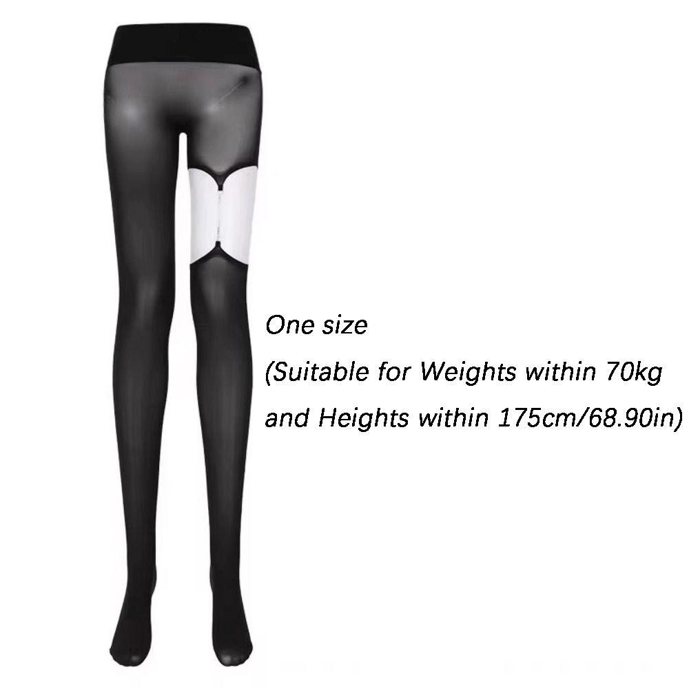 Sexy Metal Chain Oil Glossy Pantyhose Seamless Transparent Shiny Stockings High Waist Tights Party