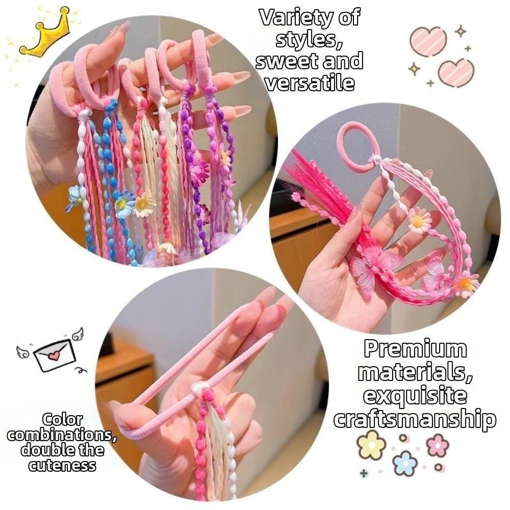 Sweet Colorful Wigs Ponytail Rubber Band Adjustable Hair Ornament Fashion Braided Head Rope Party