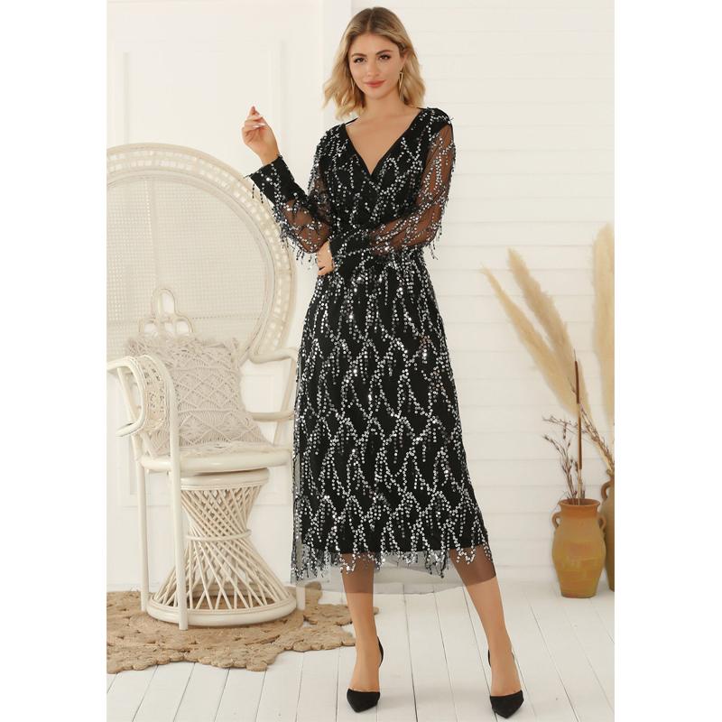 Elegant Bodycon Women's Dress for Women 2022 Summer Long Sleeve Maxi Party Bling Dresses Woman Robe Femme Ladies Vestidos Mujer