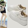 Leather White Shoes Female Inner Height Increase 7CM Small 2025 Spring New Versatile Thick Baseplate Shoes Casual Sports