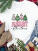 (Asian Size) Tee New Year Holiday Merry Christmas Top Festival Casual Lovely Season Trend Women Print Lady Short Sleeve Fashion Graphic T-shirts