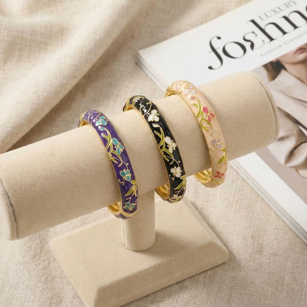 Zinc Zinc Zinc Alloy Enamel Bracelet Elegant Traditional Jewelry Dainty Cloisonne Bangle Gift