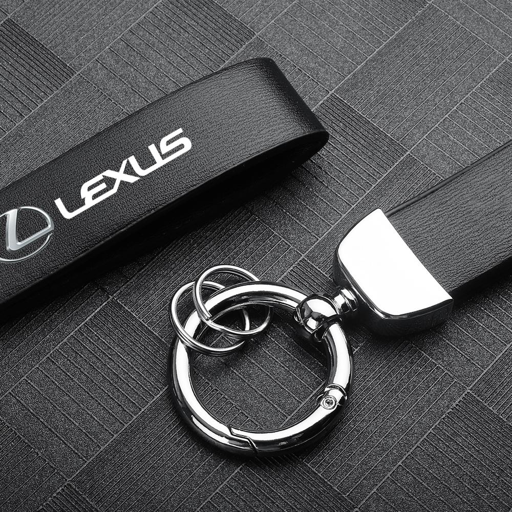 Car Luxury Leather Keychain Key Ring With Lexus Logo Accessories For LS LC IS350 ES300h ES300 IS250 IS220d NX350h RX GS350 LX570 KQ7