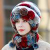 Hat Woman  Winter New Rex Rabbit HairThickened and Warm Winter Versatile and Cute Fur Hat Scarf