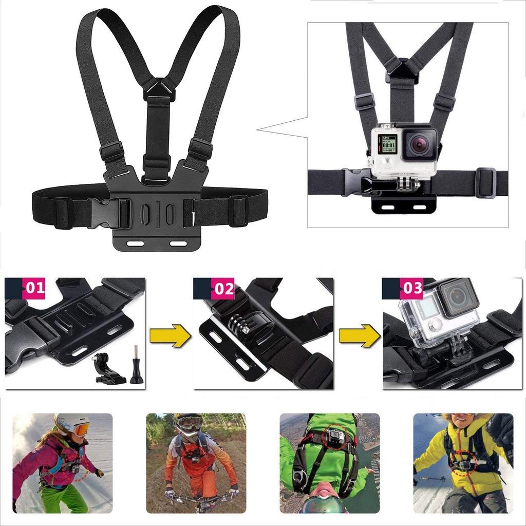 Chest Strap Mount Belt for Gopro Hero 12 11 10 9 8 7 6 5 4 Insta360 R X2 DJI OSMO Action Camera Harness for Go Pro Accessories