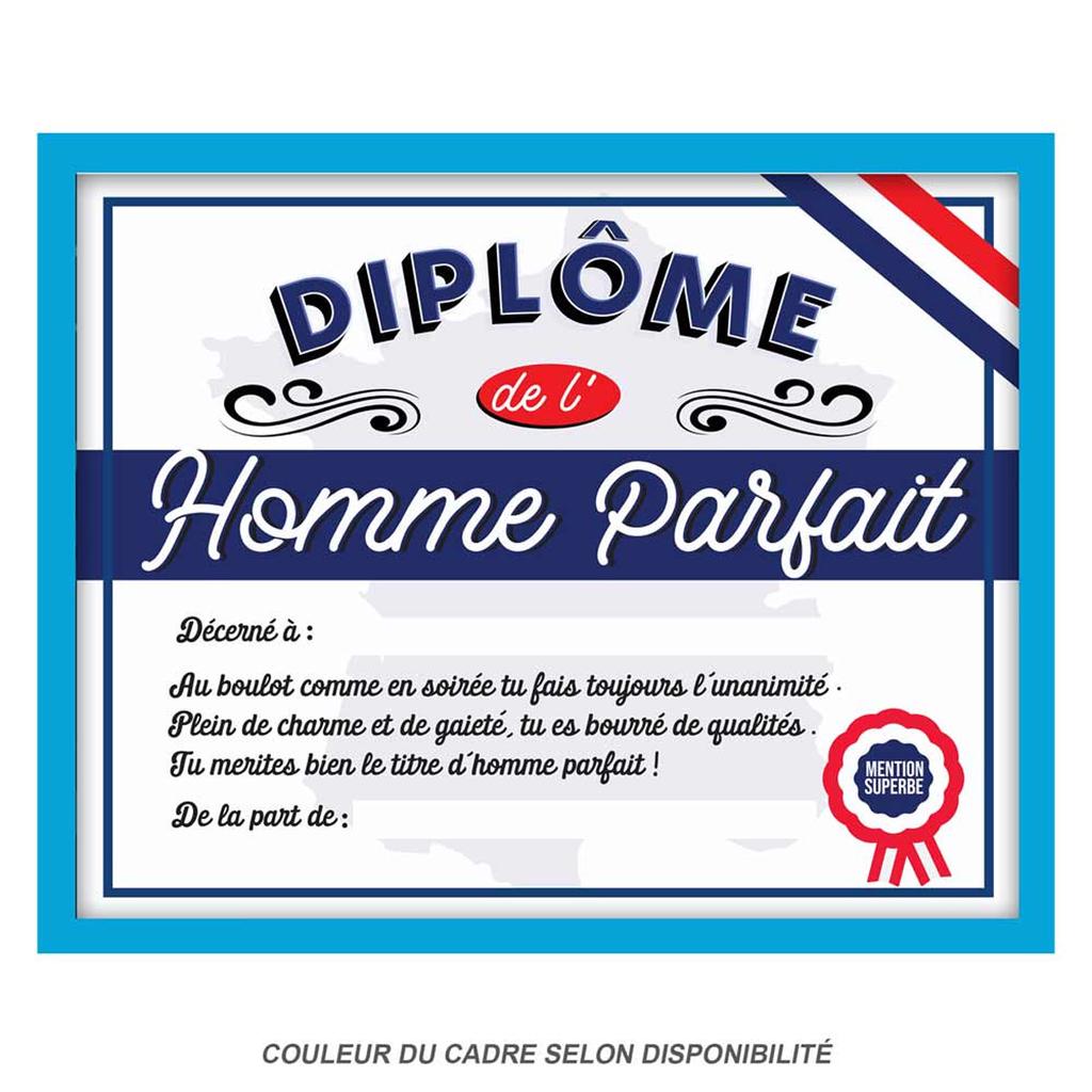 Les Trésors De Lily [Q9502] - Frame 'Diploma of the Perfect Man' Blue White - 25x20x1. 5cm