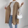 Женский однотонный вязаный свитер-жилет, повседневный кардиган свободного кроя, куртка, осенне-зимнее вязаное пальто-жилет