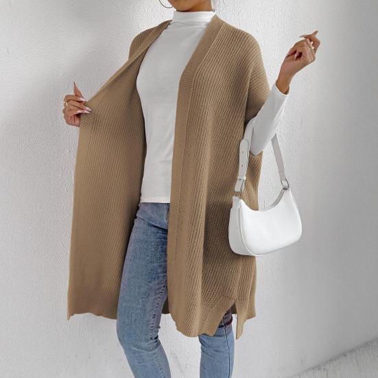 Женский однотонный вязаный свитер-жилет, повседневный кардиган свободного кроя, куртка, осенне-зимнее вязаное пальто-жилет