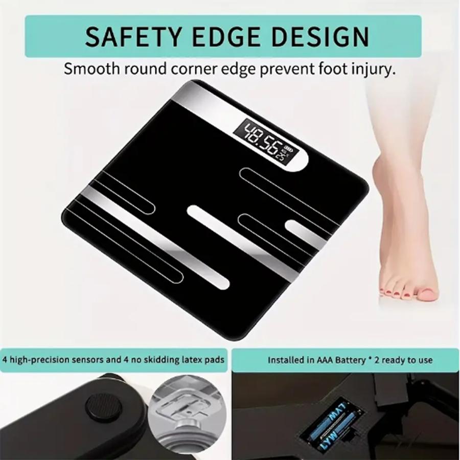 Напольные весы для ванной комнаты, цифровые весы для взвешивания, стеклянные электронные смарт-весы с ЖК-дисплеем для взвешивания тела