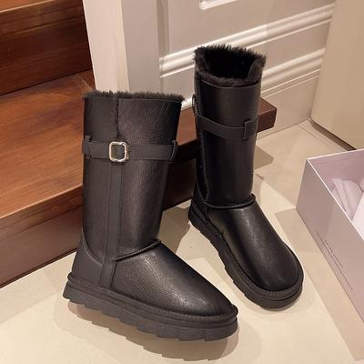 [Фанфна] Женские зимние сапоги 2025 Зимняя новая мода Длинные сапоги-трубы на флисе Утепленные Теплые на толстой подошве Сапоги средней высоты