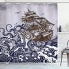 Морская шторка для душа, Забавная сюрреалистическая картинка серого кота, ныряющего в глубоком океане, красочный риф, Тканевая занавеска для ванной