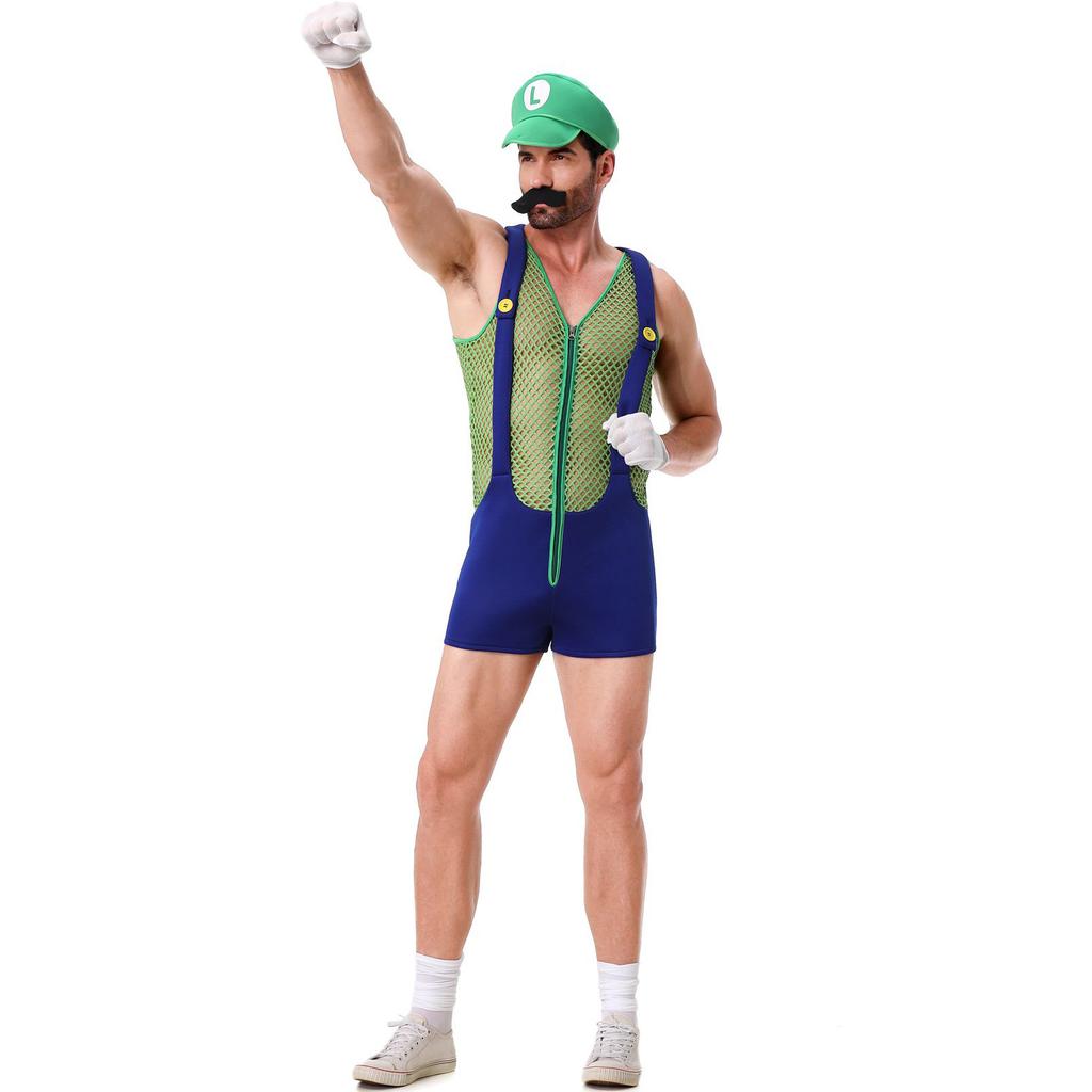 M-XL Костюм для косплея Super Mario Bros Мужской Вечеринка Марио Комбинезон Хэллоуин Костюм