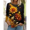 Colorful Floral 3d Print Long SleeveT-Shirt Casual Women Clothing Long Sleeve T-shirt Fashion Oversized Tops Tees Female