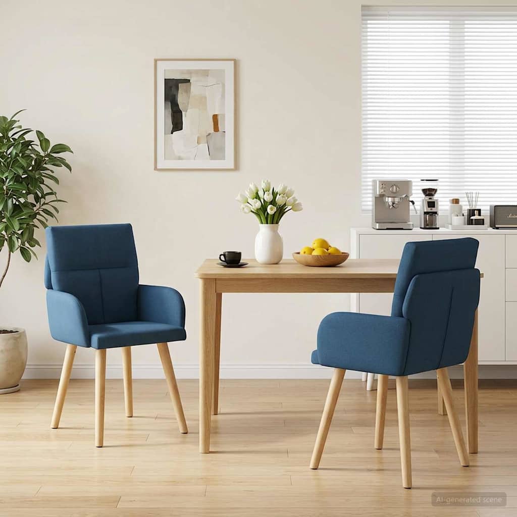Dining Chairs 2 pcs Fabric Blue 60 x 56 x 96 cm