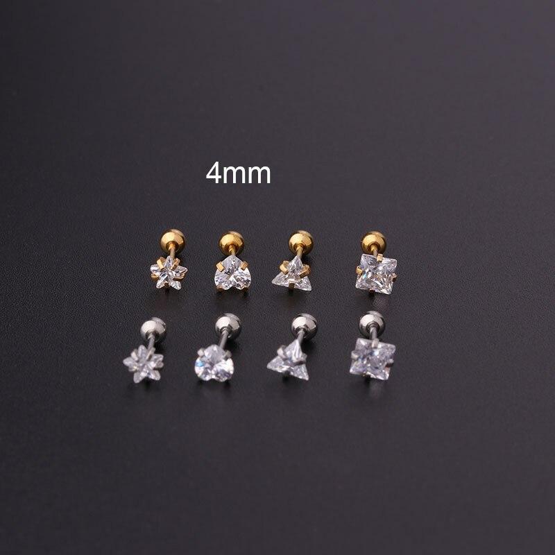 2 шт., серьги-гвоздики из нержавеющей стали 316L для пирсинга козелка, серьги-гвоздики для женщин, геометрический цирконий, кольцо для губ, ювелирные изделия для хряща