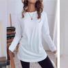Spring and Autumn Women's Long Sleeve Solid Colour Round Neck Casual Top