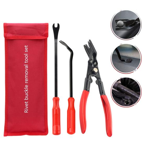 Car Clip Removal Tool Set Fastener Remover Pliers with Storage Bag Panel Trim Rivet Removal Tool Auto Retainer Clip Remover